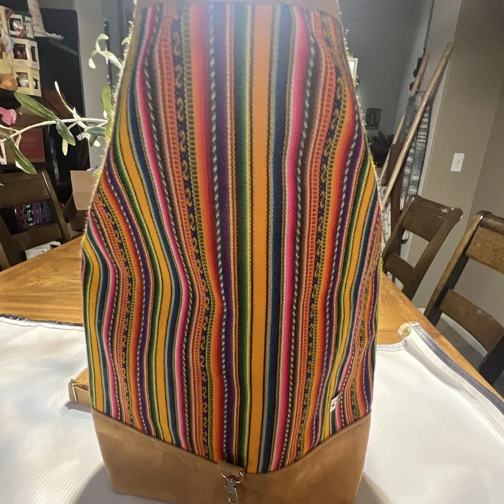 HippieBOHO SUMAK ART Peruvian Aguayo Woven Backpack Faux Suede Machu Picchu 16